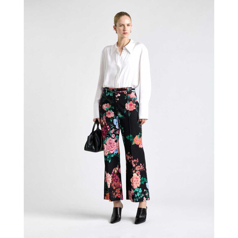 Cue Black Peacock Garden Faille Wide Leg Pant image number 2